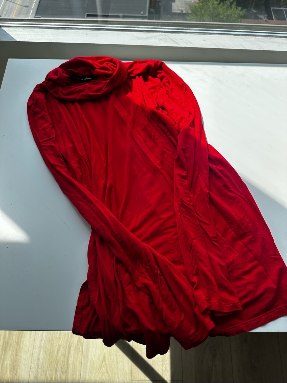 Cable & Gauge Red Cowl Neck Lightweight Sweater - Picture 3 of 7